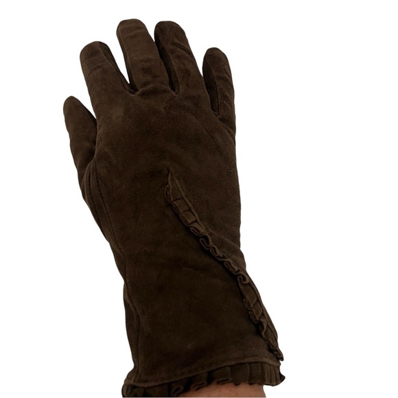 Lauren Ralph Lauren Leather Gloves Size Medium Brown Suede - Picture 4 of 10